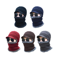 Winter Men Women One-piece Warm Hat Outdoor Thickened Hat Casual Fleece Scarf Wool Warm Mask L8B6