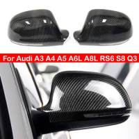For Audi A3 A4 A5 A6L A8L RS6 S8 Q3 Real Carbon Fiber Car Rearview Side Mirror Cover Sticker Wing Cap Exterior Case Trim Housing
