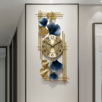 新中式銀杏葉時尚掛鐘家用客廳玄關輕奢現代鐘表藝術創意時鐘掛表