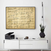 Moonlight Sonata Original Handwritten Score Vintage Poster Canvas Painting Ludwig Van Beethoven Artwork Prints Music Wall Decor