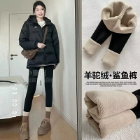 韓國秋冬新款內搭褲 無尷尬線鯊魚褲 緊身褲 刷毛加厚保暖長褲 加絨高腰瑜伽褲 芭比褲 褲女 秋冬外穿內搭褲 長褲
