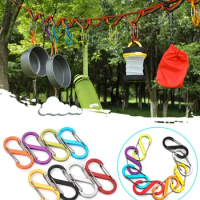 5Pcs Stainless Steel S Type Carabiner with Lock Mini Keychain Hook Anti-Theft Outdoor Camping Backpack Buckle Key-Lock Tool