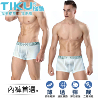 【TIKU 梯酷】超透氣條紋款平口男內褲-白(WN1289)