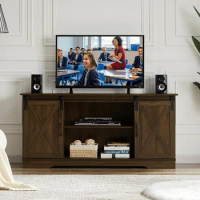 65+ Inch TV Media TV Console for Living Room Bedroom with Storage Cabinet &amp; Adjustable Shelves Dark Walnut Stand