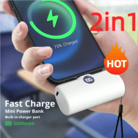 Fast Charge Power Bank Portable Type C Lightning Plug 5000mAh Powerbank Mini Lightweight Spare Battery for Iphone Samsung Xiaomi