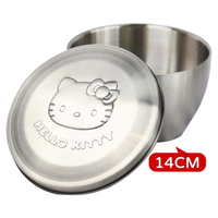 小禮堂 Sanrio 三麗鷗 Hello Kitty 不鏽鋼隔熱碗附蓋 900ml (大臉款)