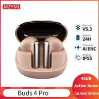 mzyMi Buds 4 Pro TWS Earphone Bluetooth 5.3 Active Noise Cancelling 3 Mic HiFi Wireless Headphone 38 Hours Life For IOS Android