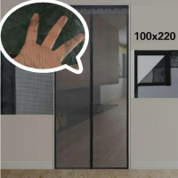 TERBARU!!! JUMBO Tirai Pintu Magnet Anti Nyamuk Model Perekat 120x240cm - Hitam, 90x210cm