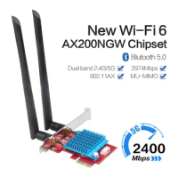 Wifi 6 Intel AX200 Dual Band 2974Mbps Network Card PCIe Wireless Wifi Adapter 2.4G / 5Ghz 802.11ac / ax Bluetooth 5.0 Desktop