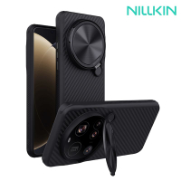 NILLKIN Xiaomi 小米 15 Ultra 5G 纖極碳纖維紋磁吸殼(覆蓋版) 保護殼 保護套 手機殼 雙料殼 鏡頭保護 可站立 鏡頭支架 防塵蓋 鏡頭蓋MagSafe
