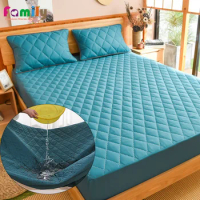 Waterproof Bed Cover with Quilting Process Mattress Protector Queen Size Protector Mattress Covers Fitted Bed Sheet 12 Colors