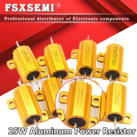 RX24 25W Aluminum Power Metal Shell Case Wirewound Resistor 0.01~100K 0.33 0.5 1 2 5 6 8 10 20 50 100 120 200 300 1K 5K 10K ohm