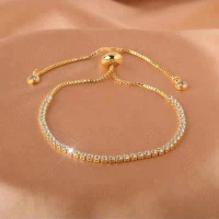 Gelang Serut Manik-Manik Titanium Wanita Perhiasan Trendy Gelang Tangan Serut Wanita Viral