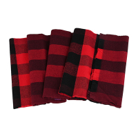 BURBERRY經典格紋設計混紡羊毛圍巾(黑x紅)