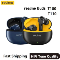 Original realme Buds T100 T110 Earbuds Bluetooth 5.3 Noise Reducing Earphone Gaming TWS Headphones Earphone Sports Headset