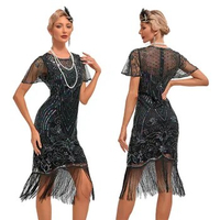 Embellished Beaded Sequin Dress Robe Vestidos Women 1920s Flapper Dress Vintage V Neck Butterfly Sleeve Long Great Gatsby Dress