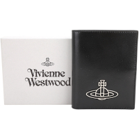 Vivienne Westwood 星球標誌滑面牛皮萬用護照夾(黑色)