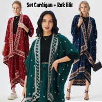 Set Kebaya Modern Cardigan Batik Wanita One Set Rok Lilit Baju Kondangan Wanita Kekinian Outer Batik