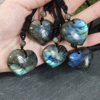 Labradorite Heart Necklace, Heart Pendant, Natural Labradorite, Chakra Necklace for Couple, Labradorite Jewelry Wholesale