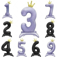 42inch Light Purple Standing Foil Number Balloon Crown Digital Balloons Girl Birthday Party Decor Ba
