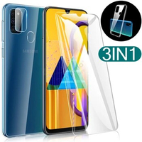 3-in-1 Camera Film + Case For Samsung Galaxy A50S M30s A20e A20s A30s A10s M30 A10 A20 A30 A50 S Tremp Safety Glass Full Cover