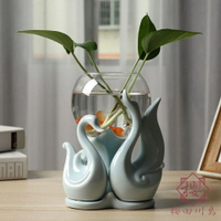 花瓶玻璃器皿透明水養鮮花插花魚缸桌面擺件【櫻田川島】