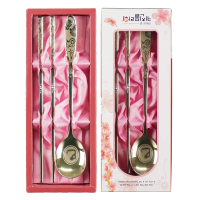 【韓國KitchenFlower】不鏽鋼金蛇扁筷湯匙禮盒(韓國製316不鏽鋼)