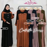 GAMIS CALISTA ORY Z4HIN/GAMIS ZAHIN Polos Cantik Panjang Muslim Gaun Wanita