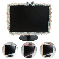 Guna Pejabat Bowknot Tie Penutup Monitor Komputer Reka bentuk Lace Fabrik lembut Penutup Debu Monito