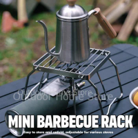 Mini Barbecue Grill Foldable Stainless Steel Gas Stove Outdoor Picnic Cooking Grill Rack Portable Camping Hiking Stove Stand