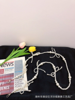 新款斜跨鏈條楊超越同款編織珍珠蝴蝶結鏈長背帶包包帶裝飾帶9