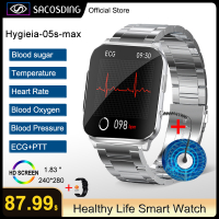 ไม่รุกรานระดับน้ำตาลในเลือด ECG PTT Smart Watch 1.83 "หน้าจอความดันโลหิตออกซิเจนอุณหภูมิร่างกาย Smartwatch 60หน้าปัดนาฬิกาผู้ชาย