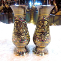 傳統手工藝品銅雕彩點孔雀平安吉祥如意瓶廠家直銷禮品1入