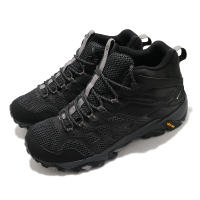 MERRELL 戶外鞋 Moab FST 2 Mid GTX 男鞋 登山 越野 耐磨 黃金大底 防水 中筒 黑 灰(ML599535)