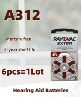 6-60PCSRayovac Extra Performance Hearing Aid Batteries  1.45V 312 312A A312 PR41 Zinc Air  BTE CIC R