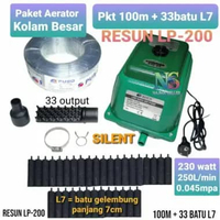PAKET AERATOR KOLAM RESUN LP-200. Power 230 watt, 250L/min, 0.045mpa, 33 output. Untuk Kolam bioflok
