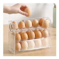 Space-Saver Egg Box with Auto-Flip Design - Freshness-Assured Refrigerator Door Egg Holder, Kitchen Organizer