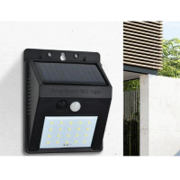 太陽能感應安全燈 (黑色) 人體感應防水路燈【20LED人走燈滅】#DADADI#Y13-03982 