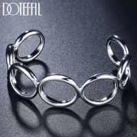DOTEFFIL 925 Sterling Silver Full Round O Bangle Bracelet For Woman Man Wedding Engagement Fashion Charm Party Jewelry