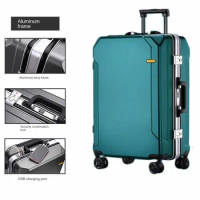 2023 Popular Fashion Rolling Luggage 20/22/24/ 26 Inch Brand Suitcase Men Aluminum Frame Travel Suitcase Ladies Luggage Zipper