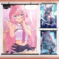Anime Game Hakui Koyori VTuber Hololive Art Wall Scroll Roll Painting Poster Hang Poster Home Decor Collectible Decoration