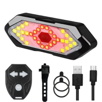 Wireless Remote USB Rechargeable Bike Tail Light, Bicycle Turn Signal Light for Night Riding, Mounta