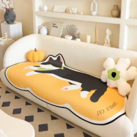 L Shape Sofa Cover for Living Room Cartoon Cat Shaped Ice Silk Sofa Cushion Non-slip Mat in Summer Couch Cover Sofa 3 Seater