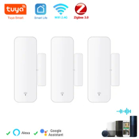Tuya WiFi Zigbee Smart Door Sensor Smart Home Door Open/Closed Detectors Window Sensor SmartLife Works With Google Home Alexa