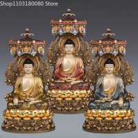 58cm Copper enamel Amitabha Shakyamuni Medicine Buddha Buddha statue bouddha Rulaifo The Trikala Buddhas sculpture Large size