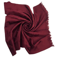 5/31前送150【COACH】C LOGO羊毛混桑蠶絲巾圍巾(深紅)