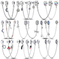 925 Silver Safety Chain Charms Fit Pandora Original Bangle DIY