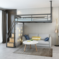 北歐高架床ns多功能省空間小戶型閣樓復式床衣柜梯抽屜上床下桌