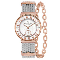 CHARRIOL夏利豪ST-TROPEZ 真鑽經典鎖鍊腕錶-珍珠貝30mm