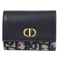 Christian Dior 30 Montaigne Veronia 經典緹花簡易式小短夾(深藍)